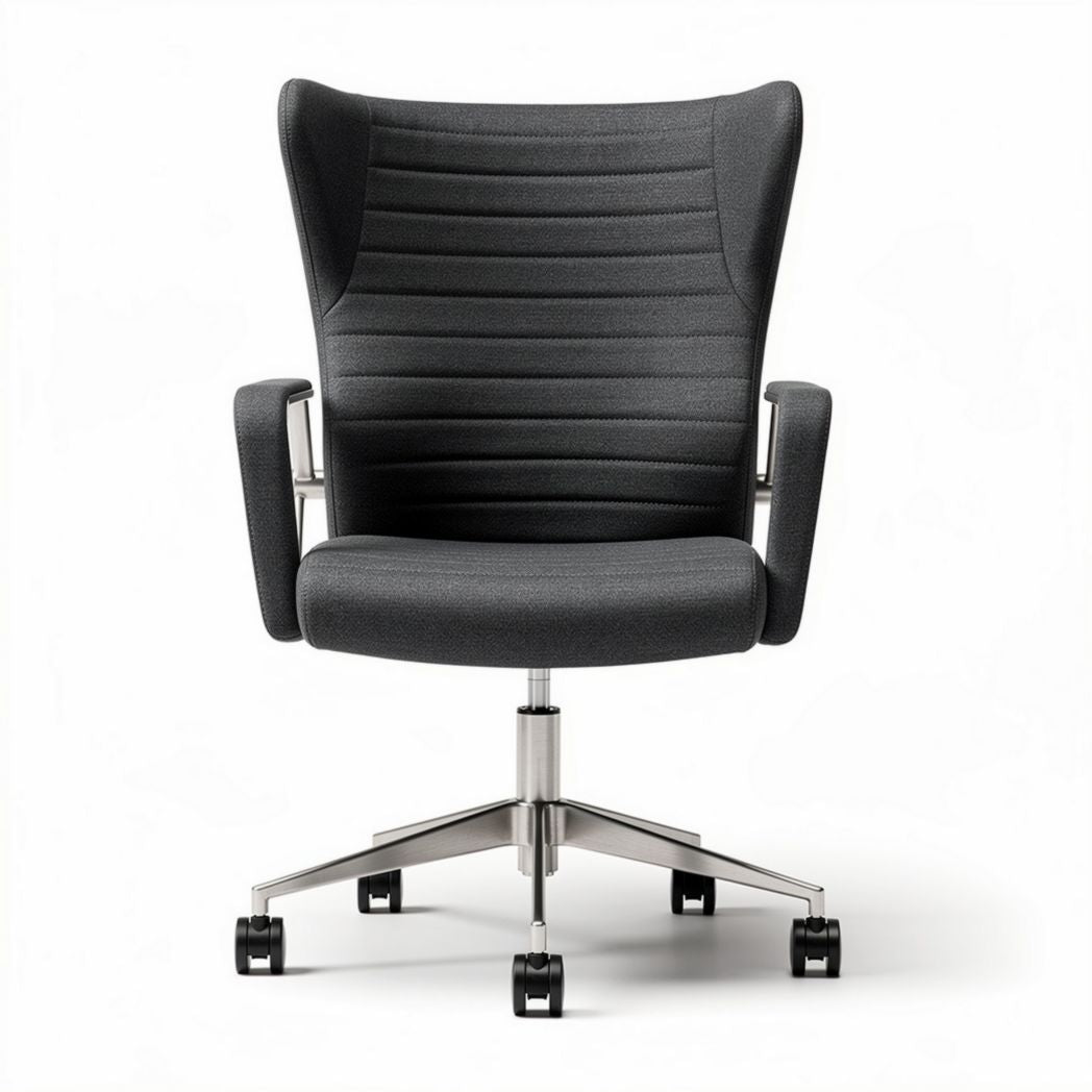 Bürostuhl aus schwarzem Stoff mit verstellbaren Armlehnen und Rollen 50 x 60 x 90cm