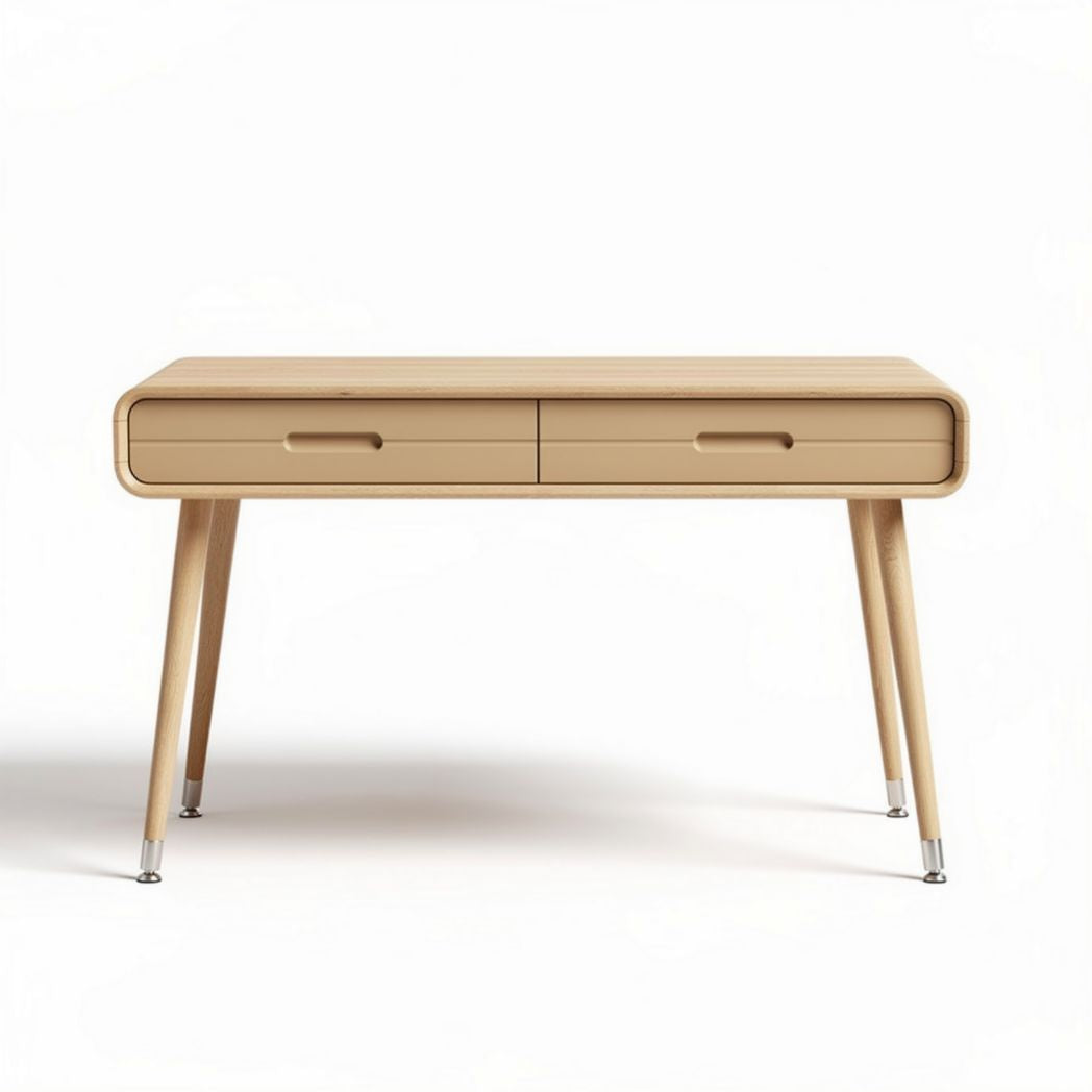 Schreibtisch aus Holz mit zwei Schubladen in beige 120 x 60 x 75cm