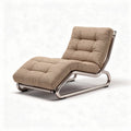 Relaxliege mit metallgestell und gepolstertem bezug in beige 100 x 80 x 70cm