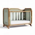Babykinderbett aus holz mit grünem belag 120 x 60 x 85 cm
