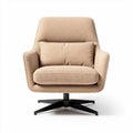 Drehbarer stuhl aus beige farbenem stoff mit kissen 80 x 80 x 90cm