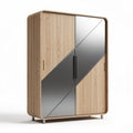 Kleiderschrank aus Holz mit glatter oberfläche und spiegelpaneelen 150 x 100 x 200cm